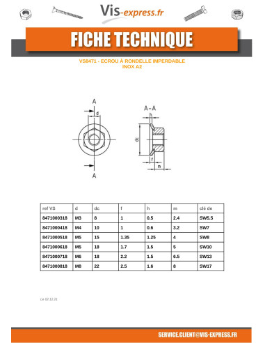1 x Dado esagonale M6 Preassemblato 18 Acciaio...