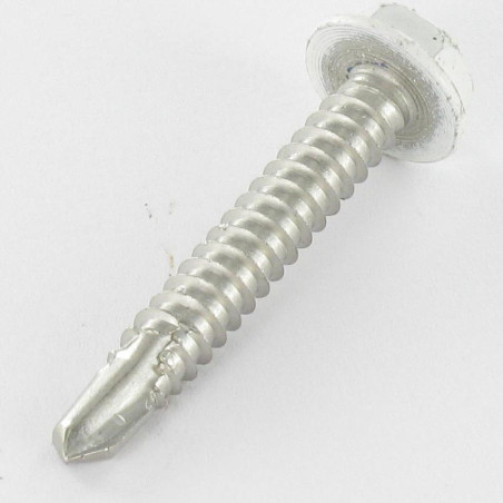 1 x Vite Autoperforante Testa Esagonale 6,3X40 Acciaio Inox A2 Ral9010 Bianco Puro