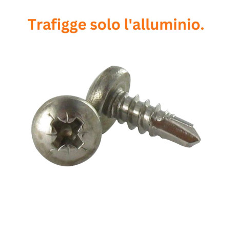 1 x Vite Autoperforante Acciaio Inox A2 Testa Cilindrica Bombata Phillips 3,5 x 9,5