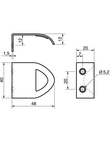 1 x Maniglia Per Mobili 40X18 Acciaio Nichel