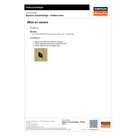 1 x Staffe SIMPSON Strong Tie 40X40X40 Spessore 2 Ral9005 Nero Intenso