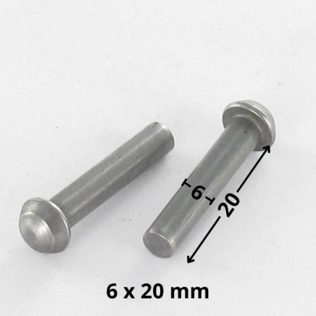 1 x Rivetto Testa Poelier 6X20 Acciaio Grezzo