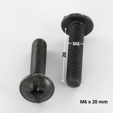 1 x Vite Testa Poelier Larga Pozy Con Intaglio M6X20 Acciaio Zincato Nero