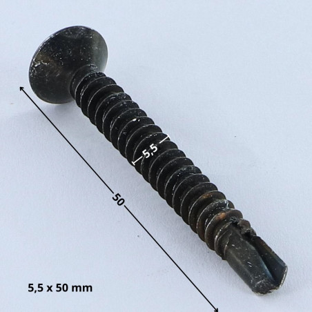 1 x Vite Autoperforante Testa Forata T25 5,5X50 Acciaio Zincato Nero