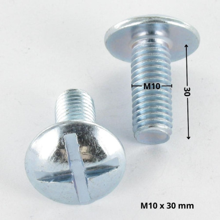 1 x Vite Testa Poelier Larga Con Intaglio In Croce M10X30 Zincate