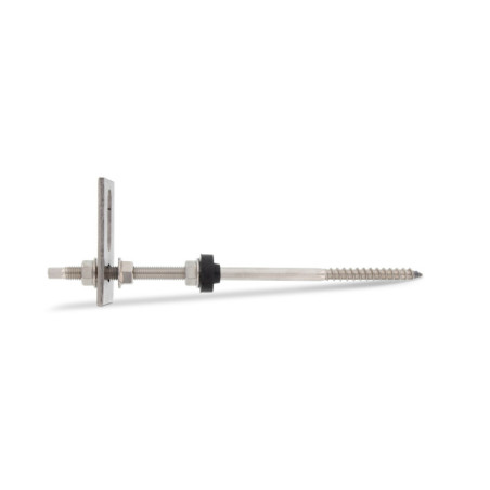 1 x Vite per pannello solare a doppia filettatura Con piastra 10X250 Acciaio Inox A2