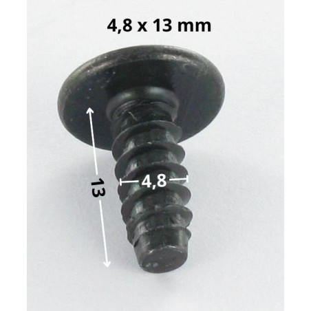 1 x Vite Per Lamiera Testa Poelier Larga Pozy 4.8X13 Acciaio Zincato Nero Senza Punta