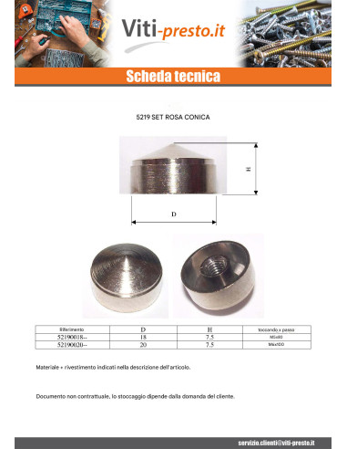 1 x Coprivite Conico Ottone 20 Maschiatura Foro...