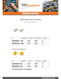 Dado per guida Acciaio Inox A2 19,5X34X6 M8 2