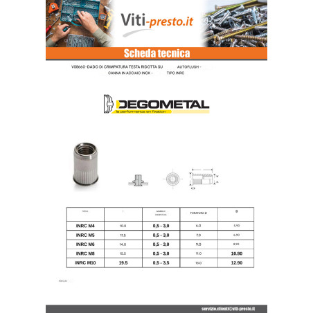 1 x Dado CIECO Acciaio Inox M8X15.5 INRC