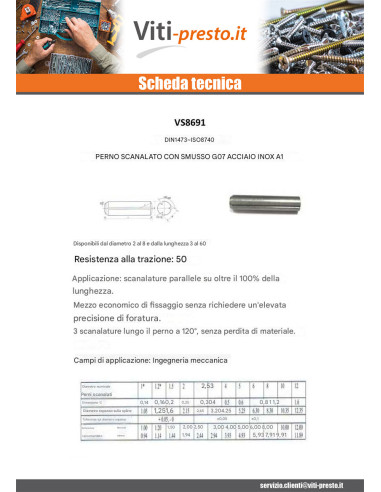 1 x Spina Ad Intagli Paralleli Con Smusso G07...