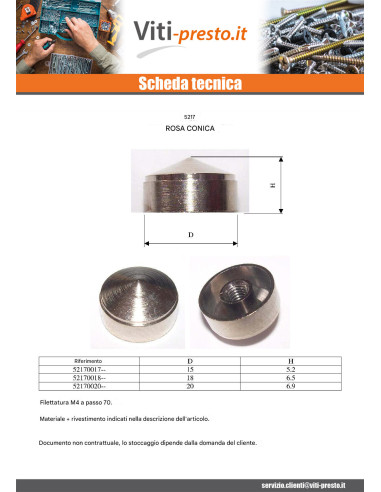 1 x Coprivite Conico Ottone 15 Maschiatura Foro...