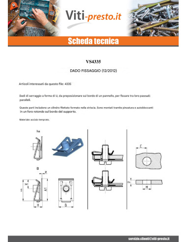 1 x Dado con Piastrina M6 DADO 5246 Spessore Di...