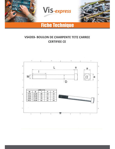 1 x Bullone (Venduto Con Dado) Telaio M16X180...