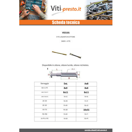 1 x Vite Manicotto M4 Ottone Per Stringere 10 con 15