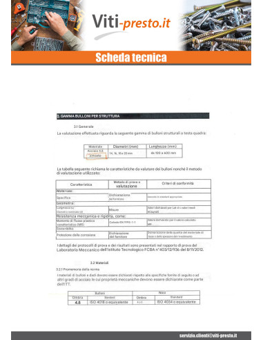 1 x Bullone (Venduto Con Dado) Telaio M18X200...