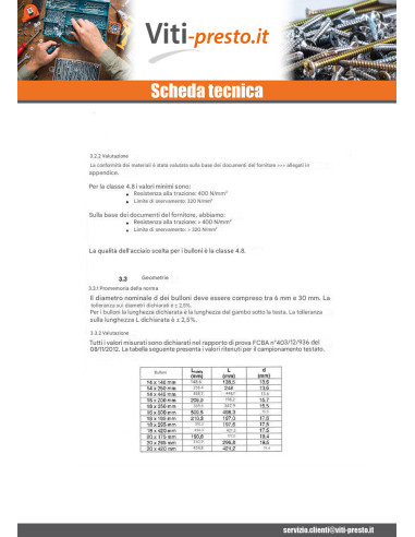 1 x Bullone (Venduto Con Dado) Telaio M18X200...
