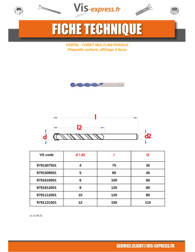 1 x Punta multimateriale 5X85