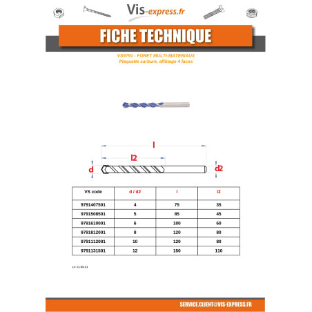 1 x Punta multimateriale 5X85