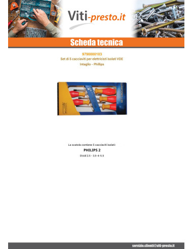 1 x Set di 5 Cacciavite Per elettricista