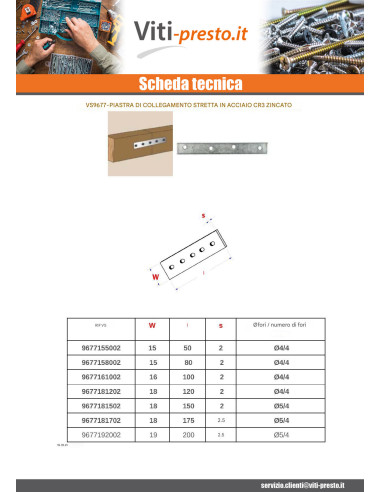 1 x Piastra Da CONNESSIONE STRETTO Zincate 15X50