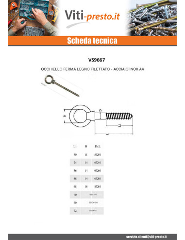 1 x Golfare A Vite Legno Occhio 8X100 Occhio 18...