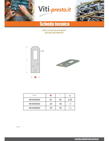 1 x Piastra Porta CAPPOTTO Zincate 20X30