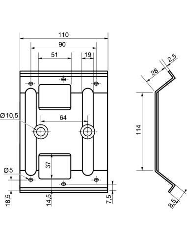 1 x Ferramenta per tavolo 110X114 Zincate
