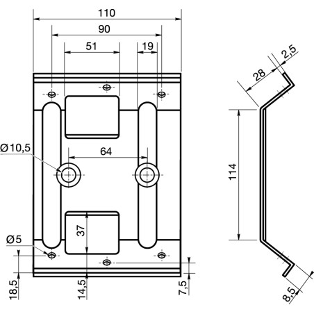 1 x Ferramenta per tavolo 110X114 Zincate