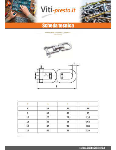 1 x Mulinello A Due Anelli Grillo Acciaio Inox...