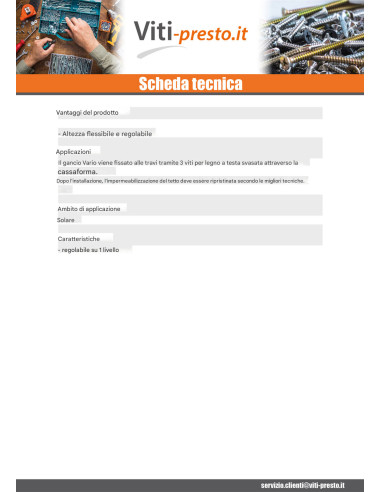 1 x Gancio Da per coperture VARIO 260X30X60 /5...