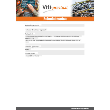 1 x Gancio Da per coperture VARIO 260X30X60 /5 Acciaio Inox A2