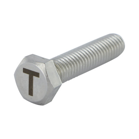 1 x Vite Per Metalli Testa Esagonale 8X35 Acciaio Inox A4 con incisione di lettere "T"