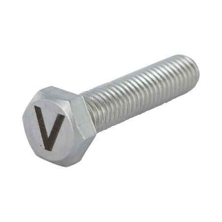 1 x Vite Per Metalli Testa Esagonale 8X35 Acciaio Inox A4 con incisione di lettere "V"