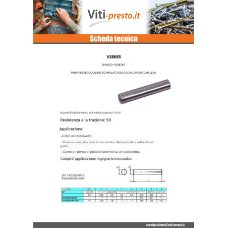 1 x Spina Ad Intagli Con Scanalatura G02 Acciaio Inox A1 5X35