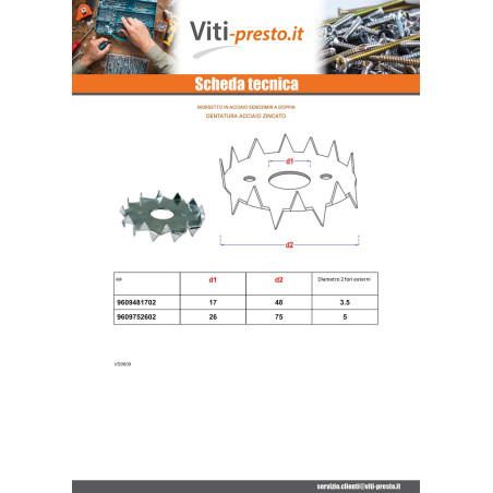 1 x CRAMPONE Da Telaio Doppio DENTI 48X17 Zincate
