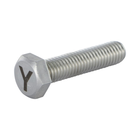 1 x Vite Per Metalli Testa Esagonale 8X35 Acciaio Inox A4 con incisione di lettere "Y"