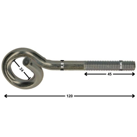 1 x Gancio da palestra Filetto Metalli Acciaio Inox A2 10X120