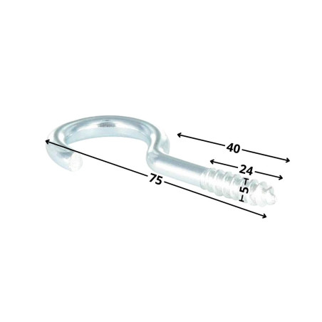 1 x Gancio LEGNO/ARMADIO 5X40 Filettata Su 24 Lunghezza Totale 75 Acciaio Inox A2