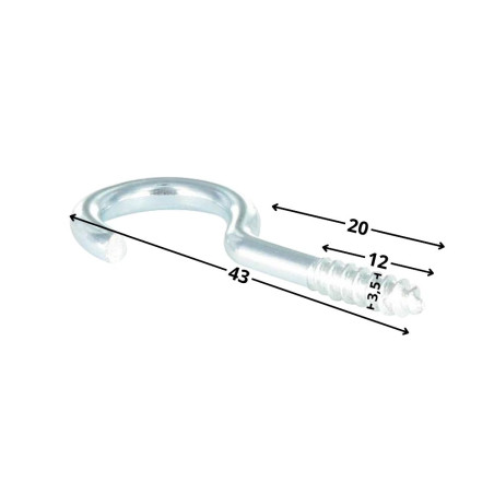 1 x Gancio LEGNO/ARMADIO 3,5X20 Filettata Su 12 Lunghezza Totale 43 Acciaio Inox A2