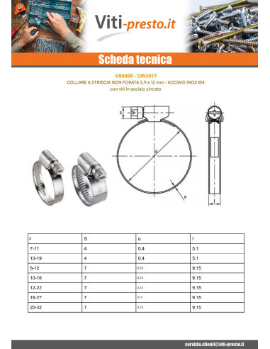 1 x Fascetta Acciaio Inox W4 Diametro 20 con 32...