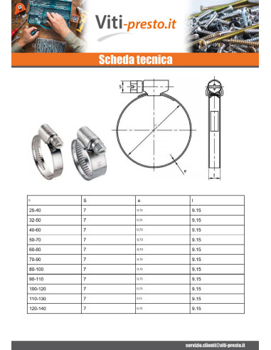 1 x Fascetta Acciaio Inox W4 Diametro 20 con 32...