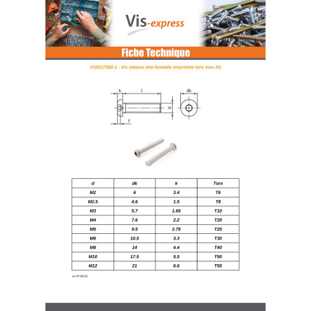 1 x Vite Per Metalli Testa Bombata T25 M5X65 Discussione completa Acciaio Inox A2