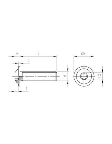 1 x Vite Per Metalli Testa Bombata Flangia T30...