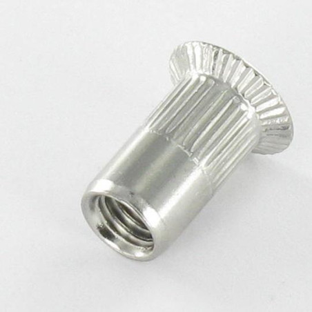 1 x Dado rivettabile Testa Forata Dentellato M8X19 INFO 45 Acciaio Inox A2