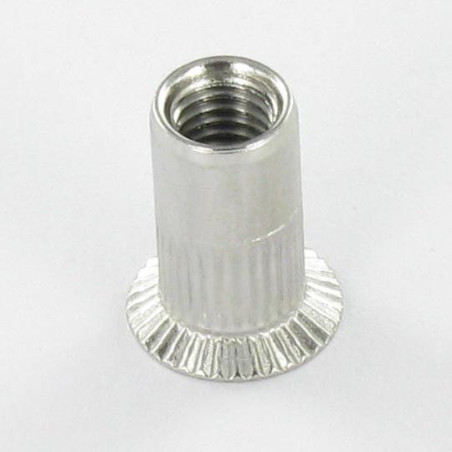 1 x Dado rivettabile Testa Forata Dentellato M8X19 INFO 45 Acciaio Inox A2