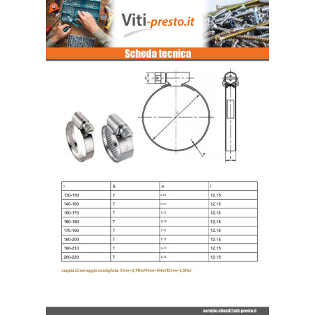 1 x Fascetta Acciaio Inox W4 Diametro 40 con 60 larghezza di banda 9 Vite Zincate