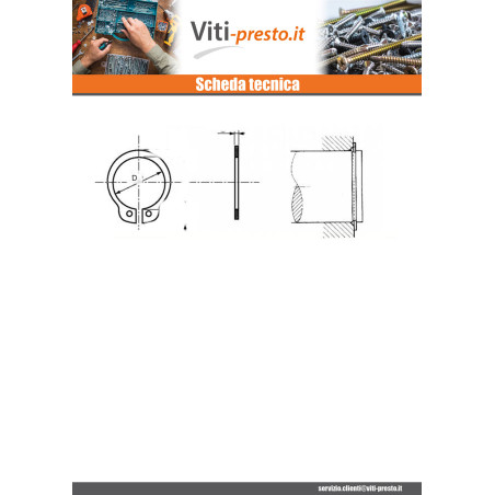 1 x Seeger Esterno Acciaio Inox Su Albero Diametro 6