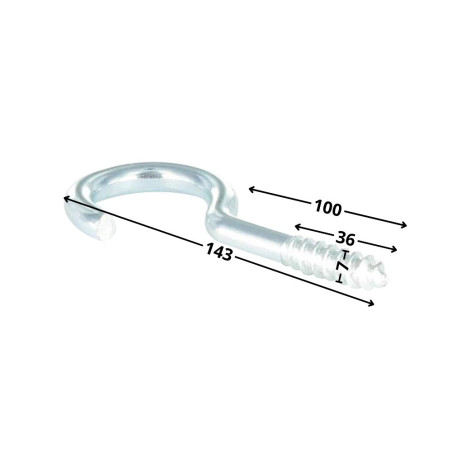 1 x Gancio LEGNO/ARMADIO 7X100 Filettata Su 36 LT143 Acciaio Inox A2