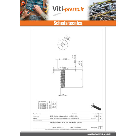 1 x Vite Per Metalli Testa Poelier Larga Chiave Esagonale Da 4 M6X20 Acciaio Inox